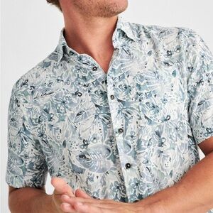 Johnnie-O Hangin Out Linen Blend Short Sleeve Button-Up Tristen Style Men's XXL